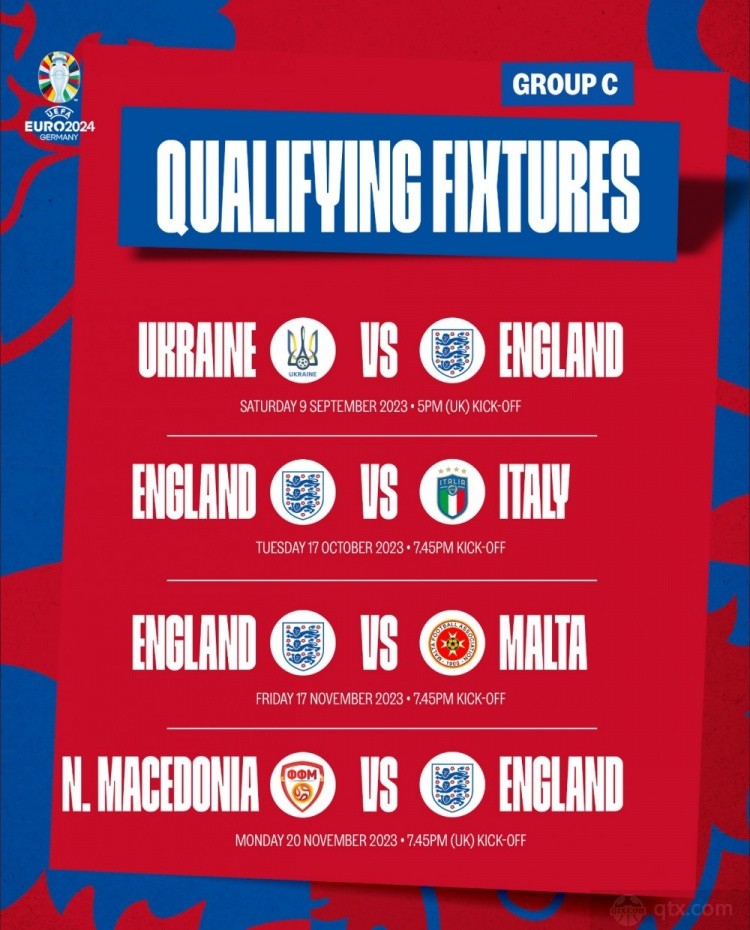 2024英格兰国家队欧洲杯预选赛赛程